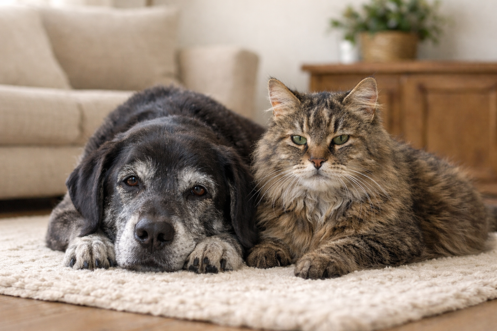 Senior pet care for busy professionals supporting aging dogs and cats at home