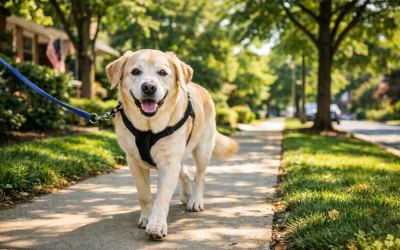 Senior Dog Walking During the Workday